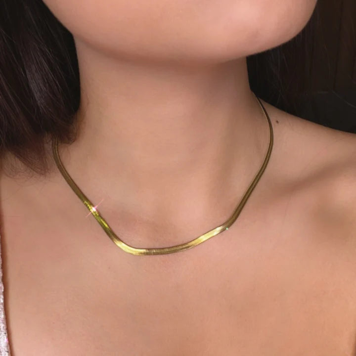 3mm Gold Flat Snake Neck Chain
