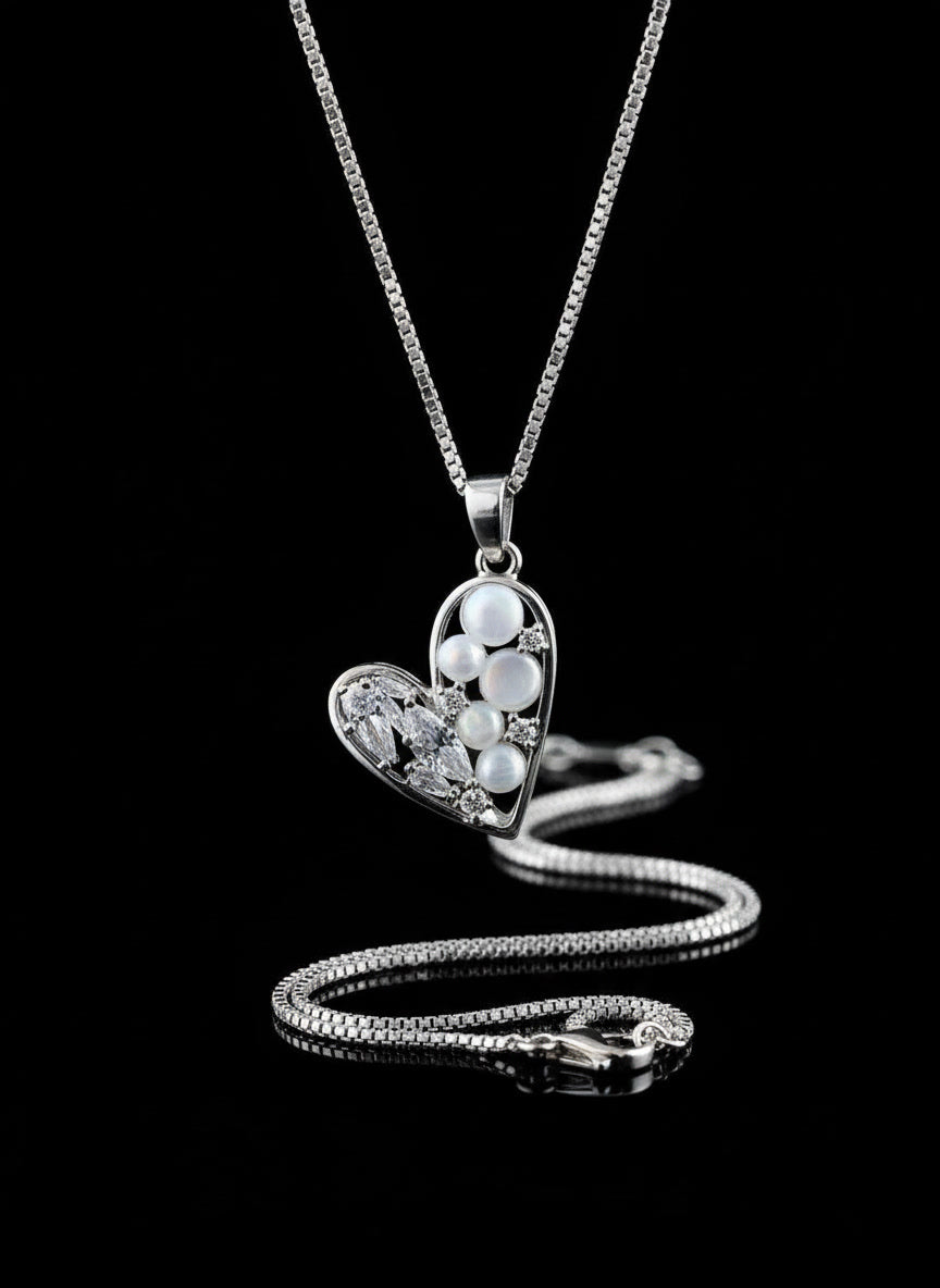 Delicate Silver Flower Drop Necklace – Timeless Bridal & Party Jewelry for Women