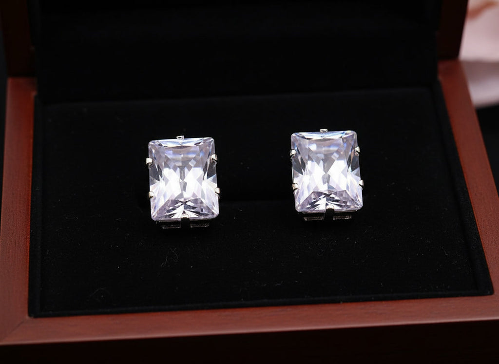 Large White Rhinestone Stud Earrings – Luxury Crystal Statement Jewelry for Women