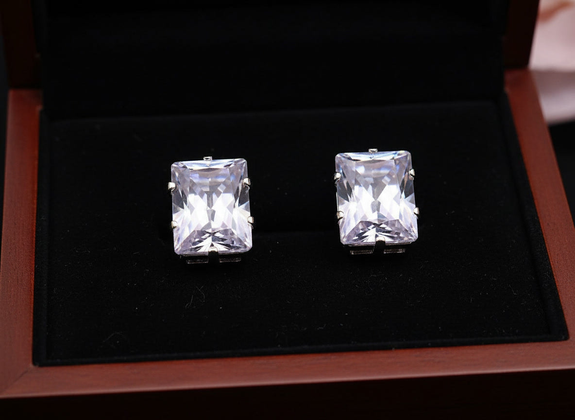Large White Rhinestone Stud Earrings – Luxury Crystal Statement Jewelry for Women